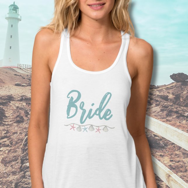 Camiseta Con Tirantes Novia Costera Náutica Linda (Shell Beach Bride Tank Top)