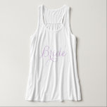 Camiseta Con Tirantes Novia de letra cursiva elegante de lavanda<br><div class="desc">Diseño personalizado para la fiesta de boda.</div>