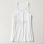 Camiseta Con Tirantes Novia de letra cursiva elegante de lavanda<br><div class="desc">Diseño personalizado para la fiesta de boda.</div>