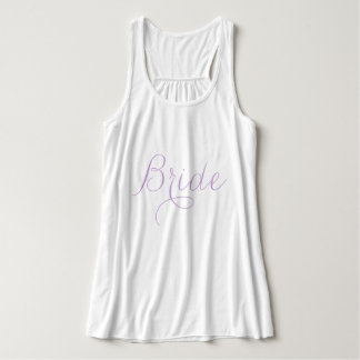 Camiseta Con Tirantes Novia de letra cursiva elegante de lavanda