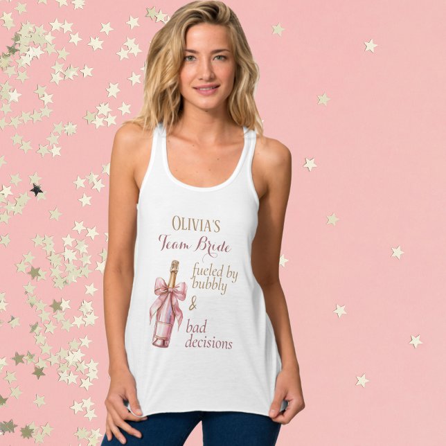 Camiseta Con Tirantes Novia Divertida y Burbujeante del Equipo Dorado Ro (Fun Team Bride T for your favorite girls and guys, Sip, Sip, Hooray!)