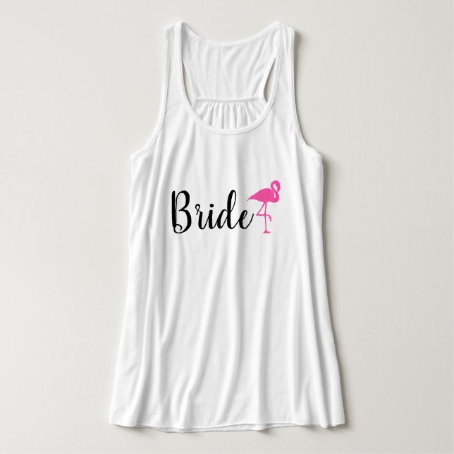 Camiseta Con Tirantes "Novia" Flamingo Boda Tank (Diseño del anverso)