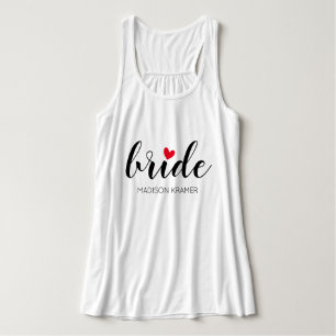 Camiseta Con Tirantes Novia Personalizada Caligrafía Moderna con Corazón