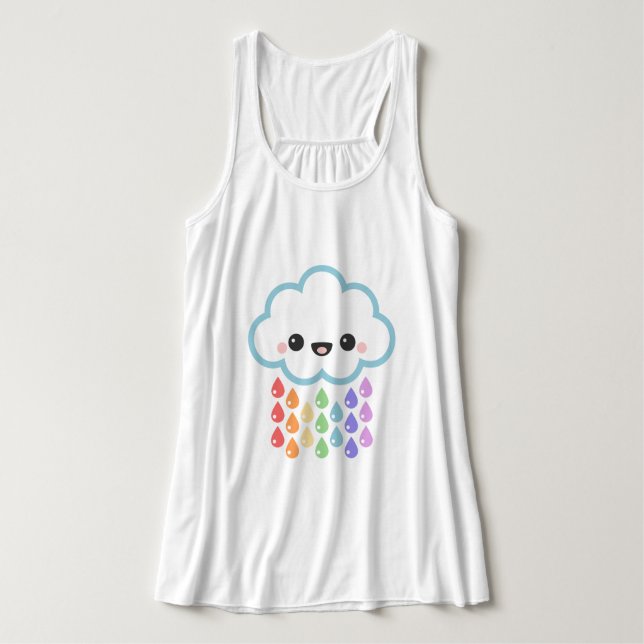 Camiseta Con Tirantes Nube de lluvia de Kawaii (Diseño del anverso)