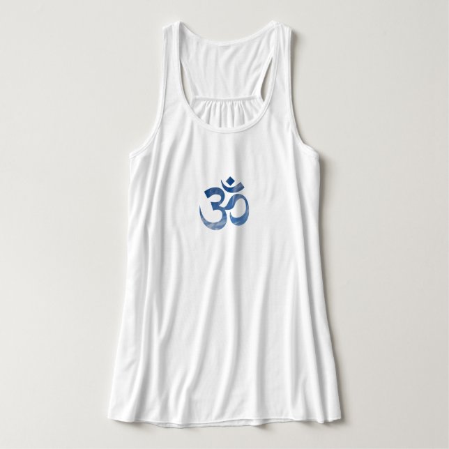 Camiseta Con Tirantes Nubes de cielo azul símbolo OM símbolo Flor yoga t (Diseño del anverso)