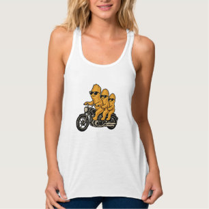 Camiseta Con Tirantes Nuggets de pollo divertidos montando una motocicle