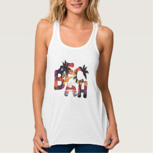 Camiseta Con Tirantes Olas de Playa Palmeras