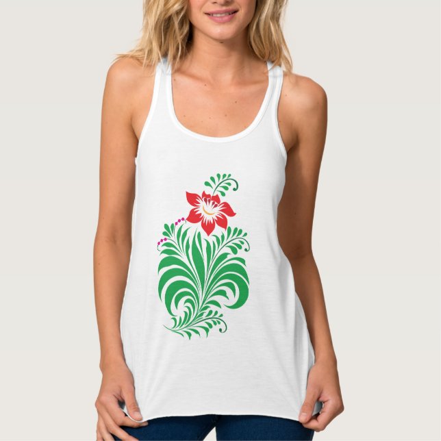 Camiseta Con Tirantes Ornamental Floral Flower Design – Elegant (Anverso)