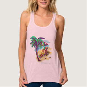Camiseta Con Tirantes Oso de verano relajante en la playa tropical