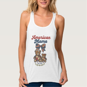 Camiseta Con Tirantes Oso Patriótico Mama Americana Parche Vectorial Dis