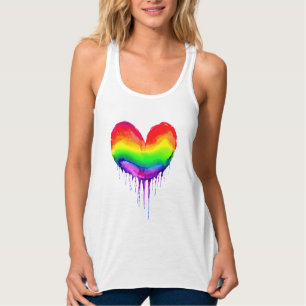 Camiseta Con Tirantes Paint Rainbow Heart Dripping Paint