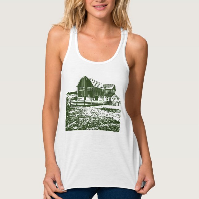 Camiseta Con Tirantes Paisaje campestre estilo madera casa de campo (Anverso)