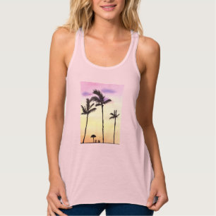 Camiseta Con Tirantes Palmeras con arte hermoso de la acuarela de la