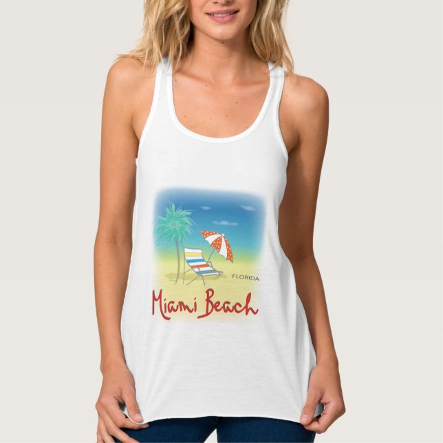 Camiseta Con Tirantes Palmeras de Miami Beach (Anverso)