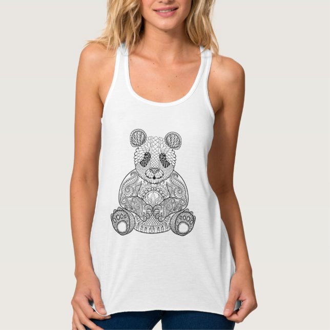 Camiseta Con Tirantes Panda tribal inspirada (Anverso)