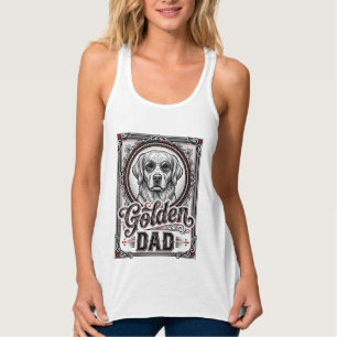 Camiseta Con Tirantes Papá Golden Retriever Diseño de grabado vintage_1