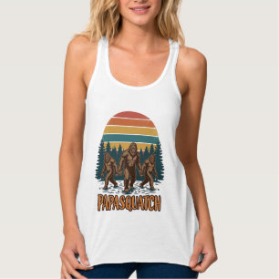 Camiseta Con Tirantes Papasquatch Bigfoot Diseño Vectorial Puesta de Sol
