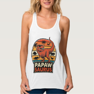 Camiseta Con Tirantes Papawsaurus Diseño Vectorial Retro Dinosaurio Atar
