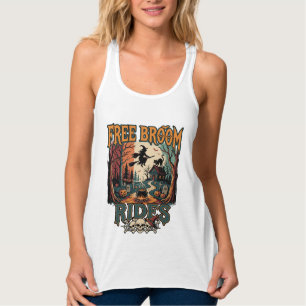 Camiseta Con Tirantes Paseos de Escoba Gratis Halloween Bruja Cráneos de