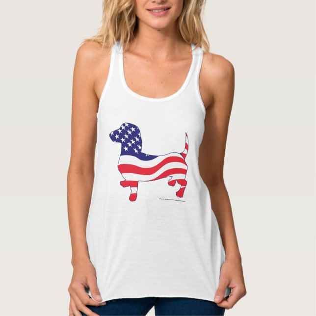 Camiseta Con Tirantes Patriotic USA Dachshund (Anverso)