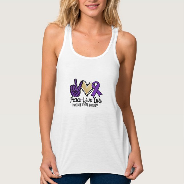 Camiseta Con Tirantes Paz Amor Curar Conciencia Pancreática sobre el Cán (Anverso)
