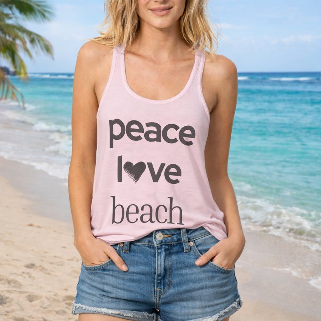 Camiseta Con Tirantes Peace Love Beach Graphic - Coastal Life Scoop Neck (Subido por el creador)