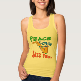 Camiseta Con Tirantes Peace Love Jazz Fest Sax