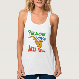 Camiseta Con Tirantes Peace Love Jazz Fest Sax