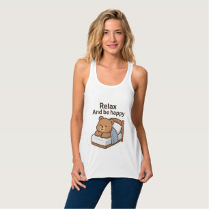 Camiseta Con Tirantes Pegatina de oso somnoliento