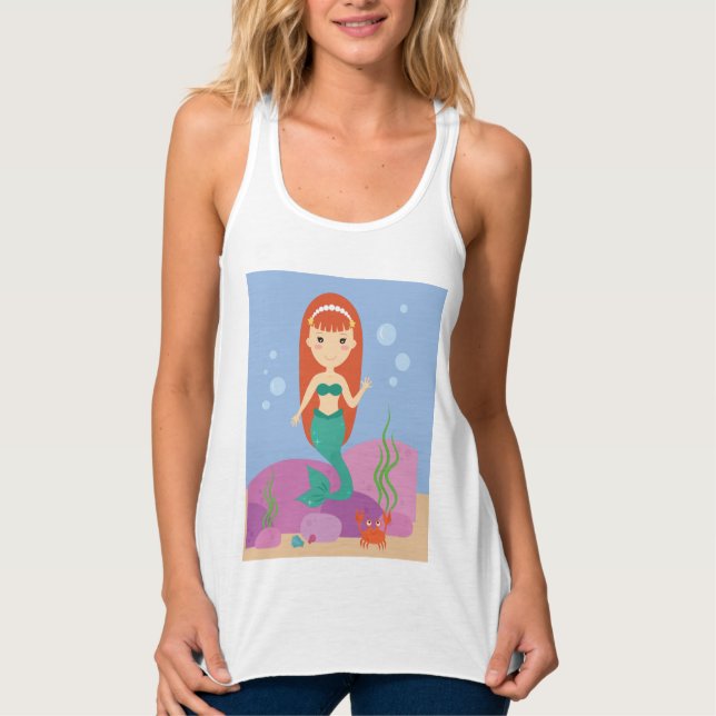Camiseta Con Tirantes Pequeña sirena chica de olas submarinas chica (Anverso)