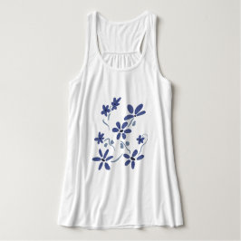 Camiseta Con Tirantes Pequeñas Flores Románticas Azules