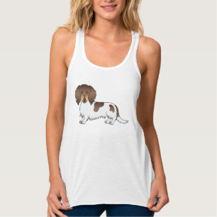 Camiseta Con Tirantes Perro Dachshund De Pelo Largo Piebald De Chocolate