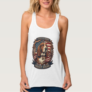 Camiseta Con Tirantes Perro de lealtad Basset Hound Bandera americana Es