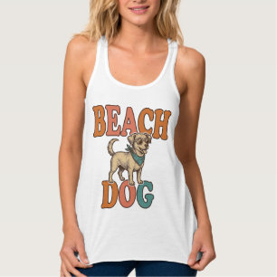 Camiseta Con Tirantes Perro de Playa Grabado Vintage Diseño Gráfico_1