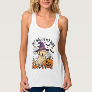 Camiseta Con Tirantes Perro Es Boo Halloween Bruja Cachorro Calabaza_1