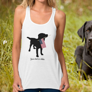 Camiseta Con Tirantes Perro negro del laboratorio con la bandera