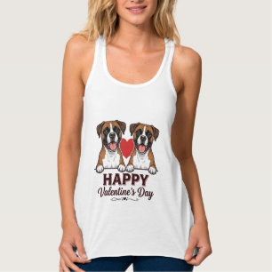 Camiseta Con Tirantes Perros Boxer Feliz Día de San Valentín Vintage