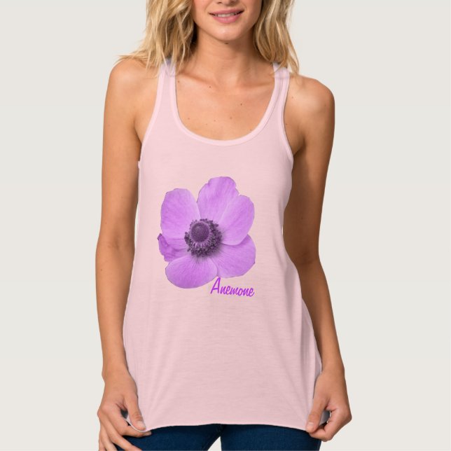 Camiseta Con Tirantes Personalizable Girly Pink Anemone T Shirt (Anverso)
