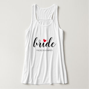 Camiseta Con Tirantes Personalizado Bride caligrafía moderna con corazón