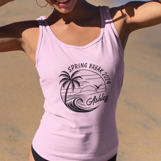 Camiseta Con Tirantes Personalizado Chicas de vacaciones de primavera vi (Embrace the sun-kissed spirit of spring break with our custom name and location shirts!)