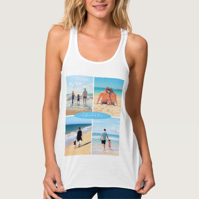 Camiseta Con Tirantes Personalizado Collage de fotos y texto Familia Tan (Anverso)