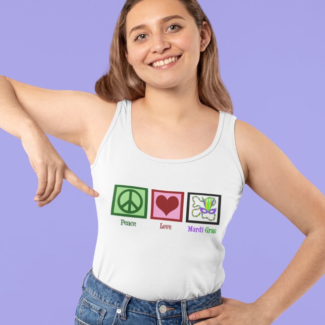 Camiseta Con Tirantes Personalizado de Peace Love Mardi Gras (Subido por el creador)