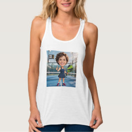 Camiseta Con Tirantes Personalized Paddle/Pickleball Caricature  