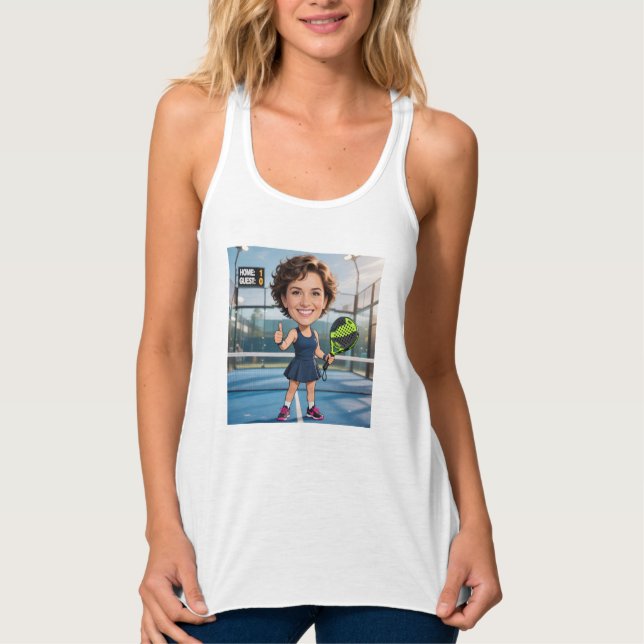 Camiseta Con Tirantes Personalized Paddle/Pickleball Caricature   (Anverso)