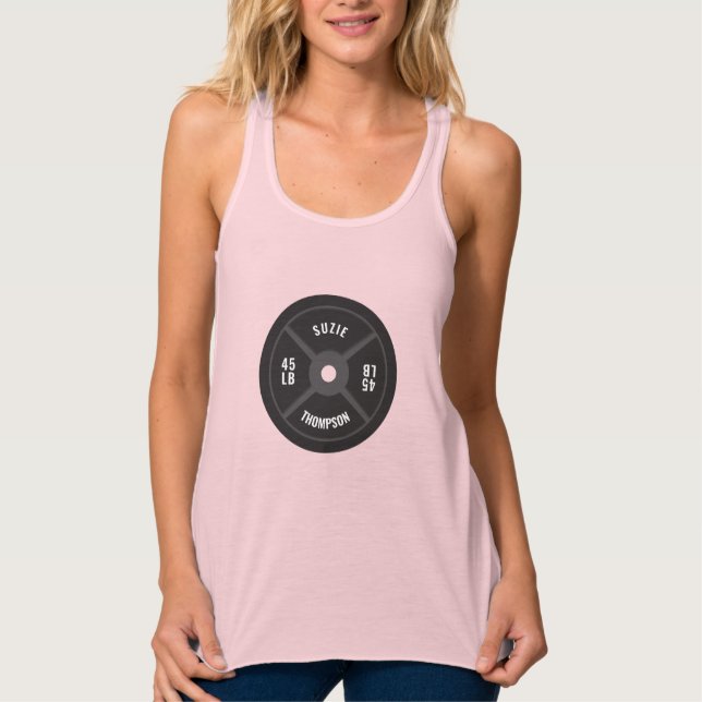 Camiseta Con Tirantes Peso Placa Formación Fitness Bodybuilding Nombre (Anverso)