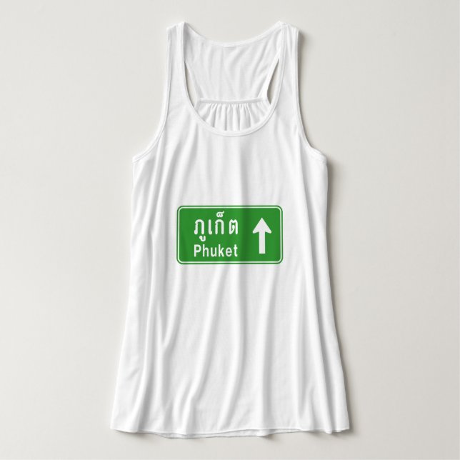 Camiseta Con Tirantes Phuket Ahead ⚠ Rótulo de tráfico por carretera en  (Diseño del anverso)