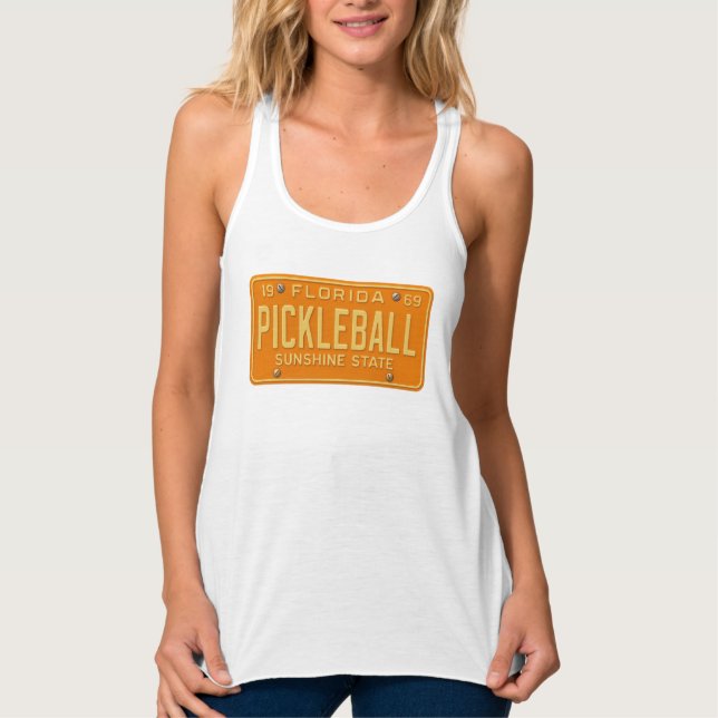 Camiseta Con Tirantes Pickleball Fanatic - Retro Florida License Plate (Anverso)