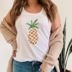 Camiseta Con Tirantes Piña de acuarela tropical