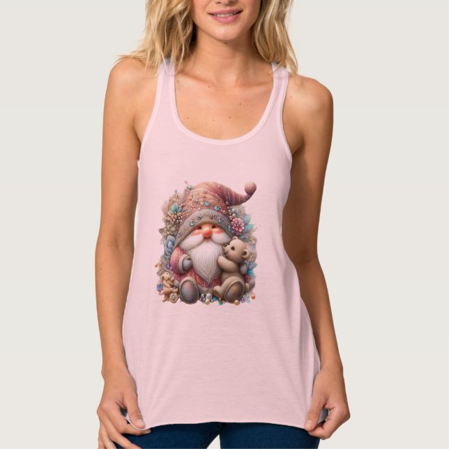 Camiseta Con Tirantes Pink Merry Christmas Gnomes  (Anverso)