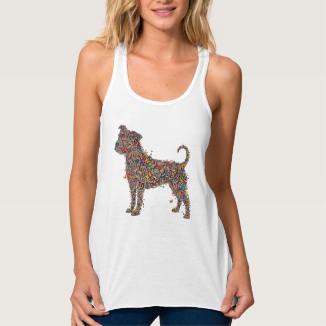 Camiseta Con Tirantes Pitbull Butterfly Silhouette Art | Bully Dog Lover (Anverso)
